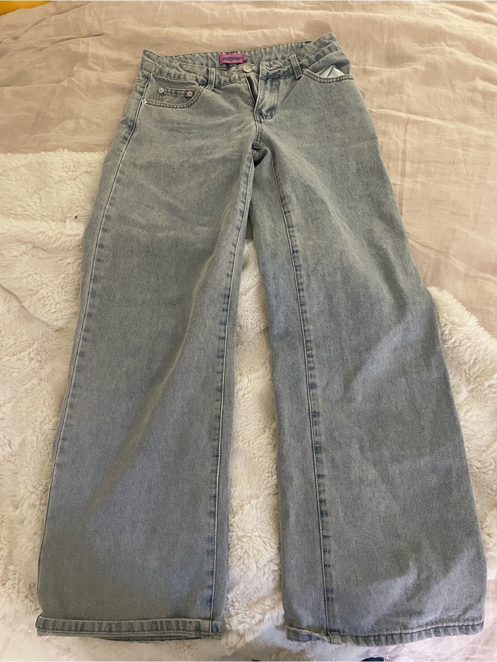 Edikted Light Blue Jeans with Pink Bows - Picture 5 of 5